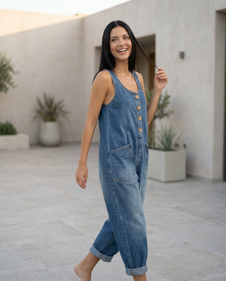 Abigail | Denim Jumpsuit with Button Front