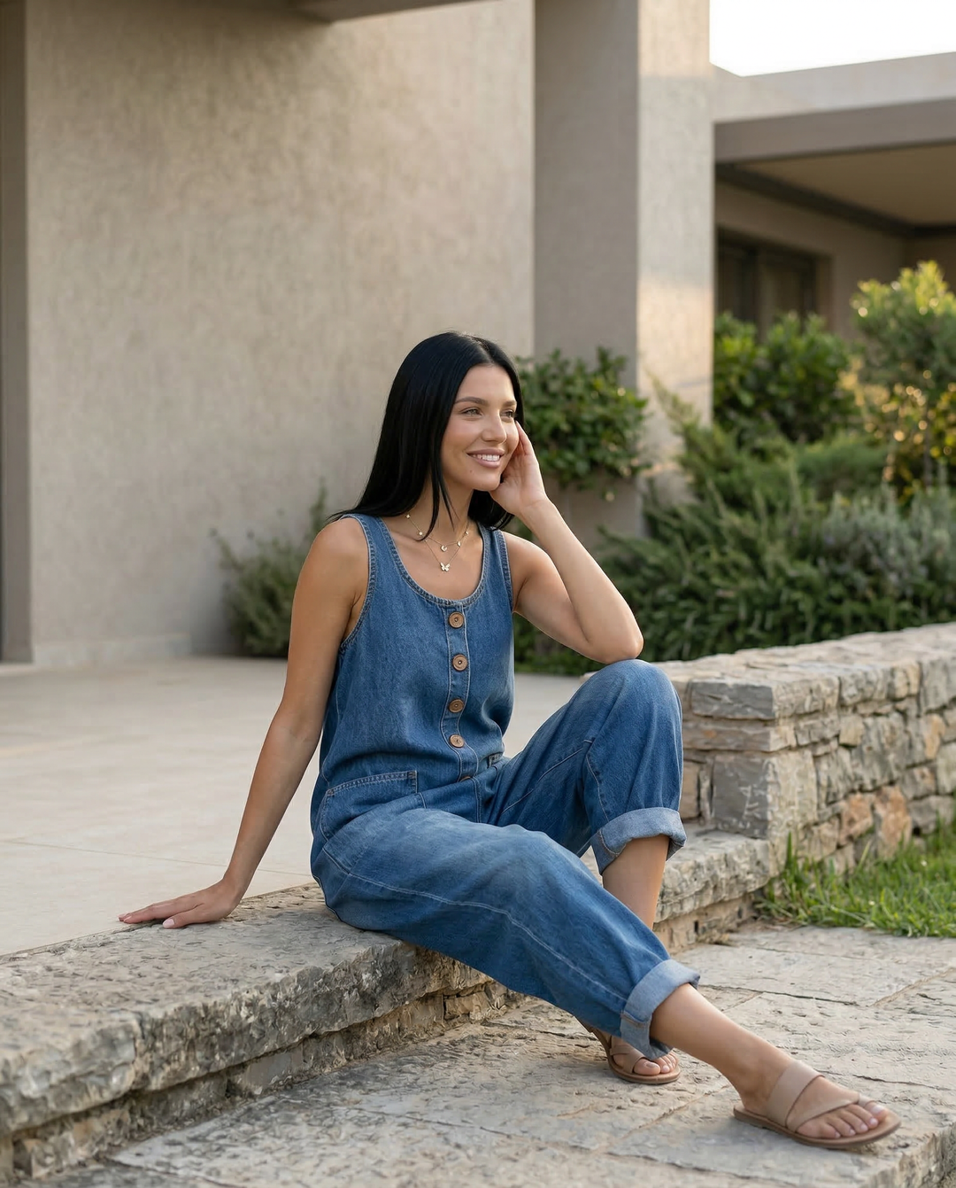 Abigail | Denim Jumpsuit with Button Front