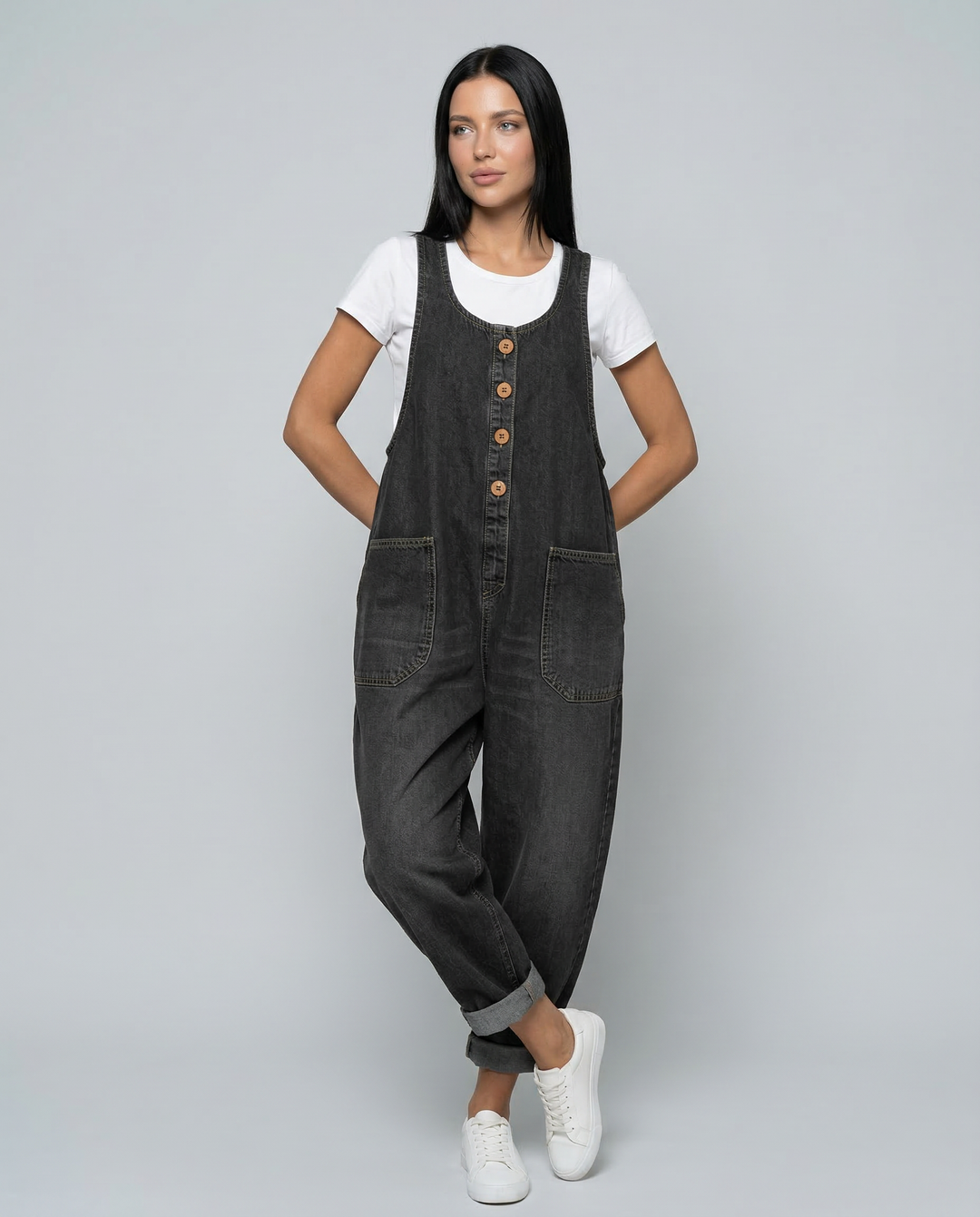 Abigail | Denim Jumpsuit with Button Front