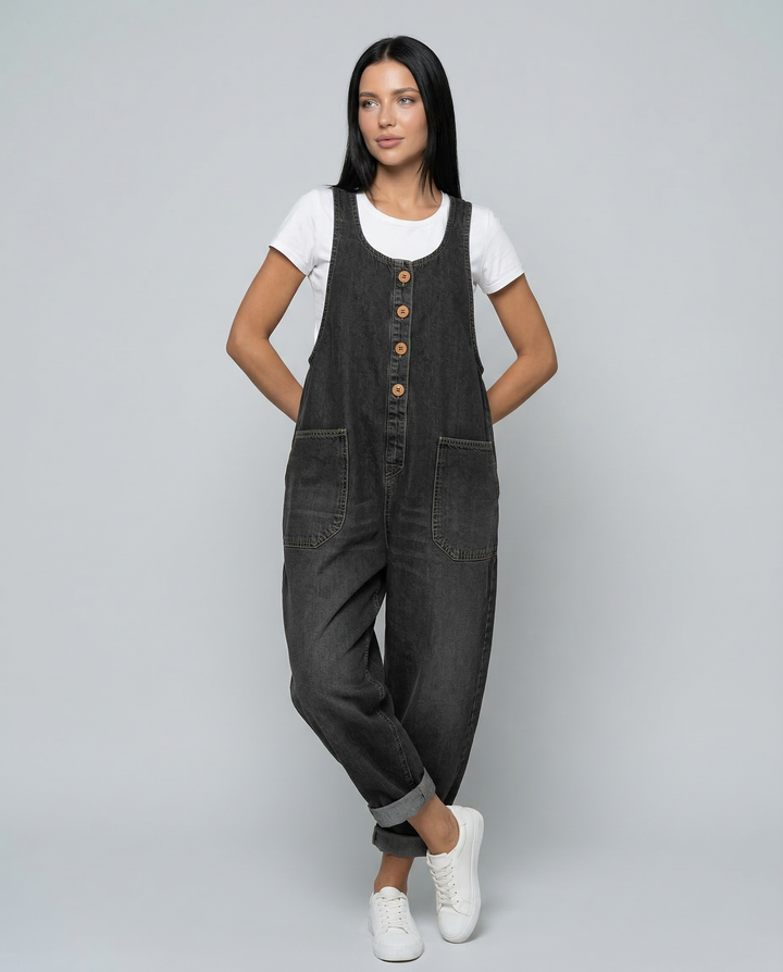 Abigail | Denim Jumpsuit with Button Front