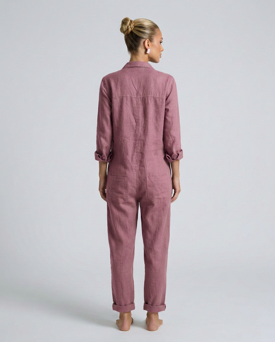 Brenda | Long Sleeve Jumpsuit with Button Front