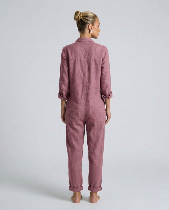 Brenda | Long Sleeve Jumpsuit with Button Front