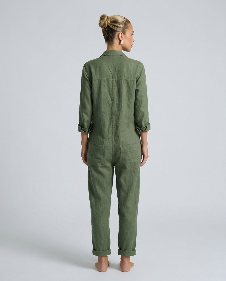 Brenda | Long Sleeve Jumpsuit with Button Front