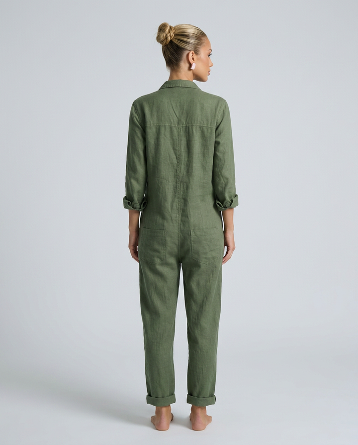 Brenda | Long Sleeve Jumpsuit with Button Front