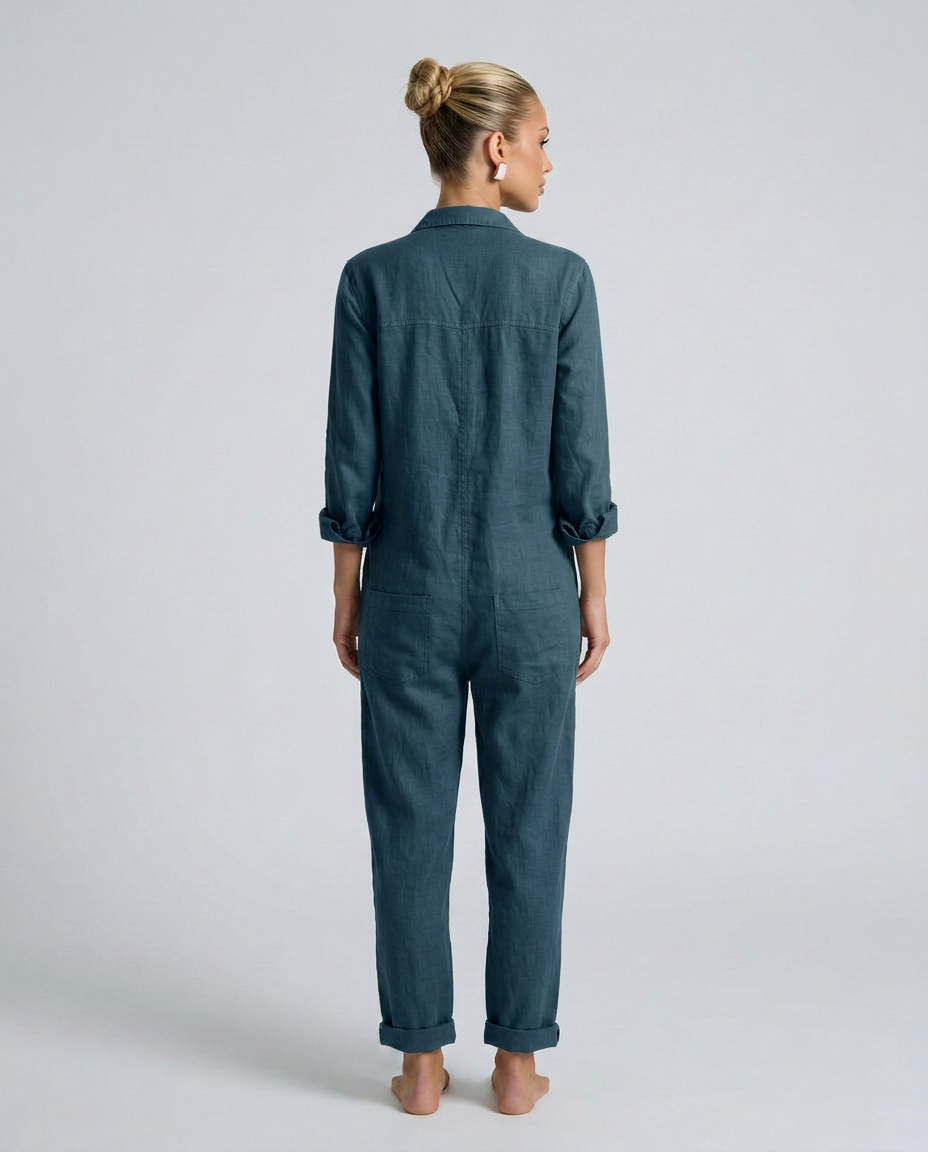 Brenda | Long Sleeve Jumpsuit with Button Front