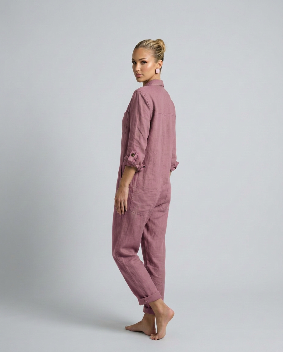 Brenda | Long Sleeve Jumpsuit with Button Front