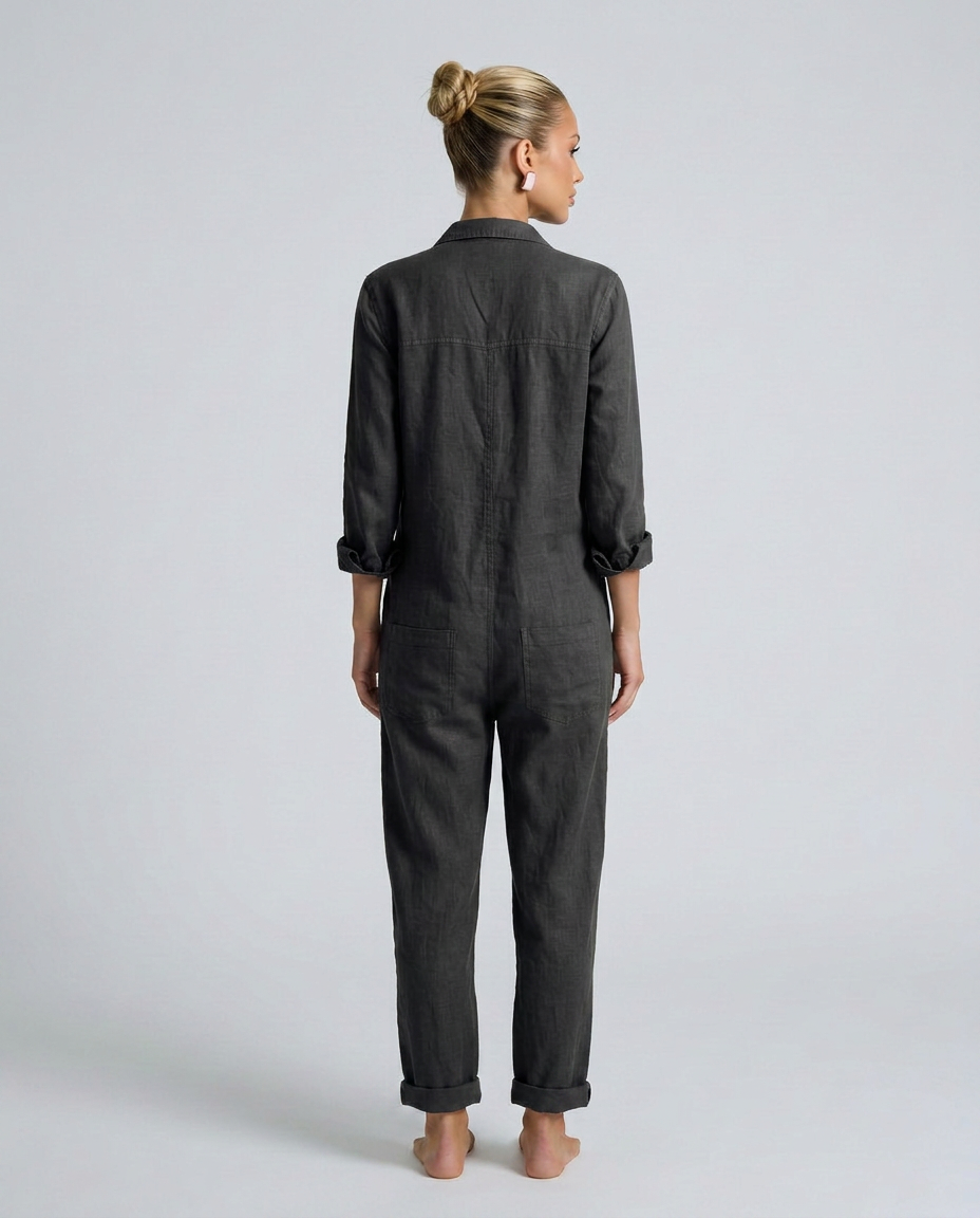 Brenda | Long Sleeve Jumpsuit with Button Front