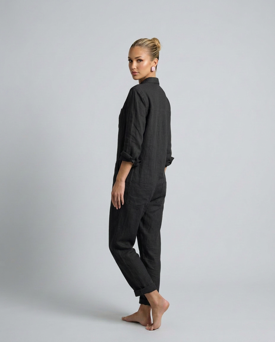 Brenda | Long Sleeve Jumpsuit with Button Front