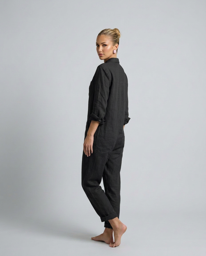 Brenda | Long Sleeve Jumpsuit with Button Front