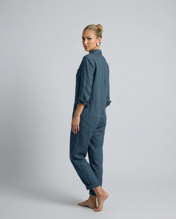Brenda | Long Sleeve Jumpsuit with Button Front