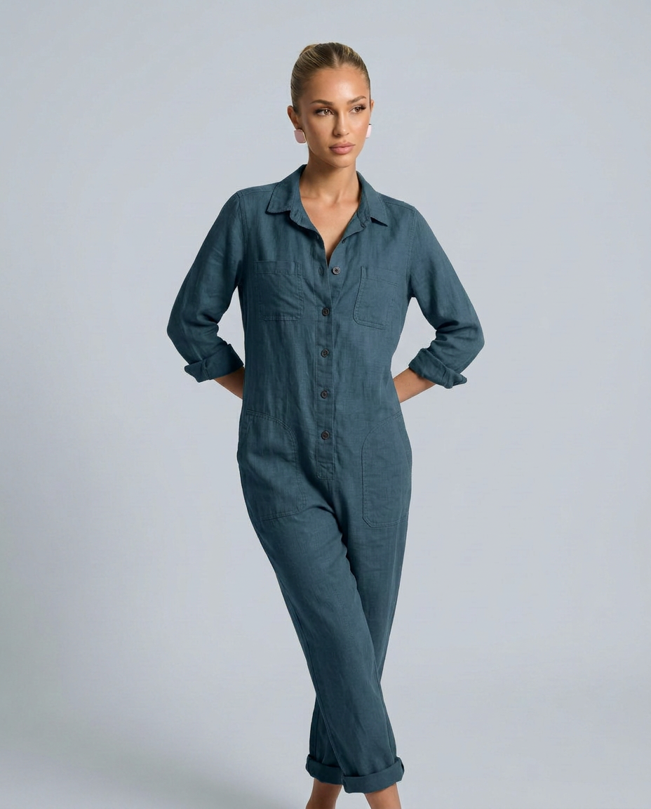 Brenda | Long Sleeve Jumpsuit with Button Front