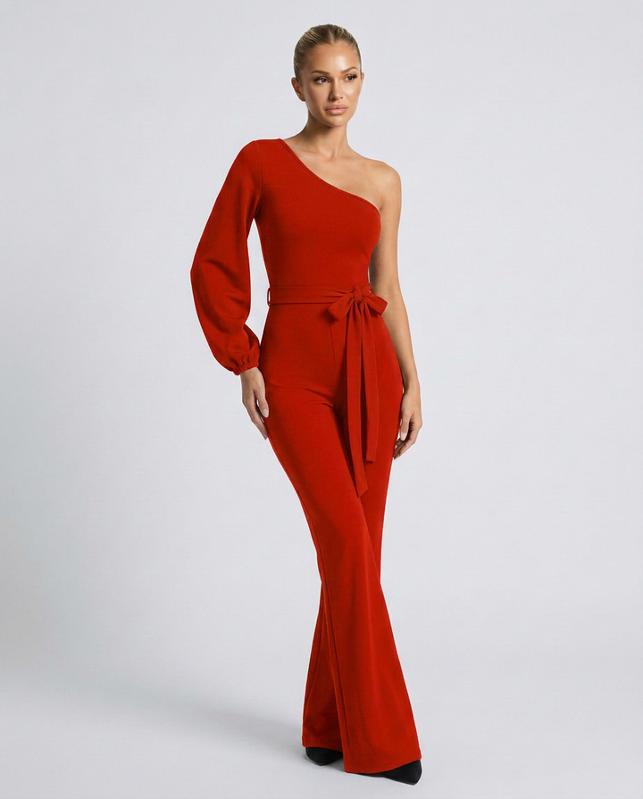 Gail | One-Shoulder Jumpsuit with Tie Waist