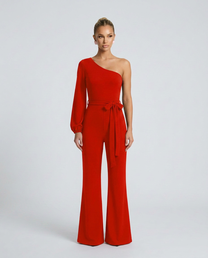 Gail | One-Shoulder Jumpsuit with Tie Waist