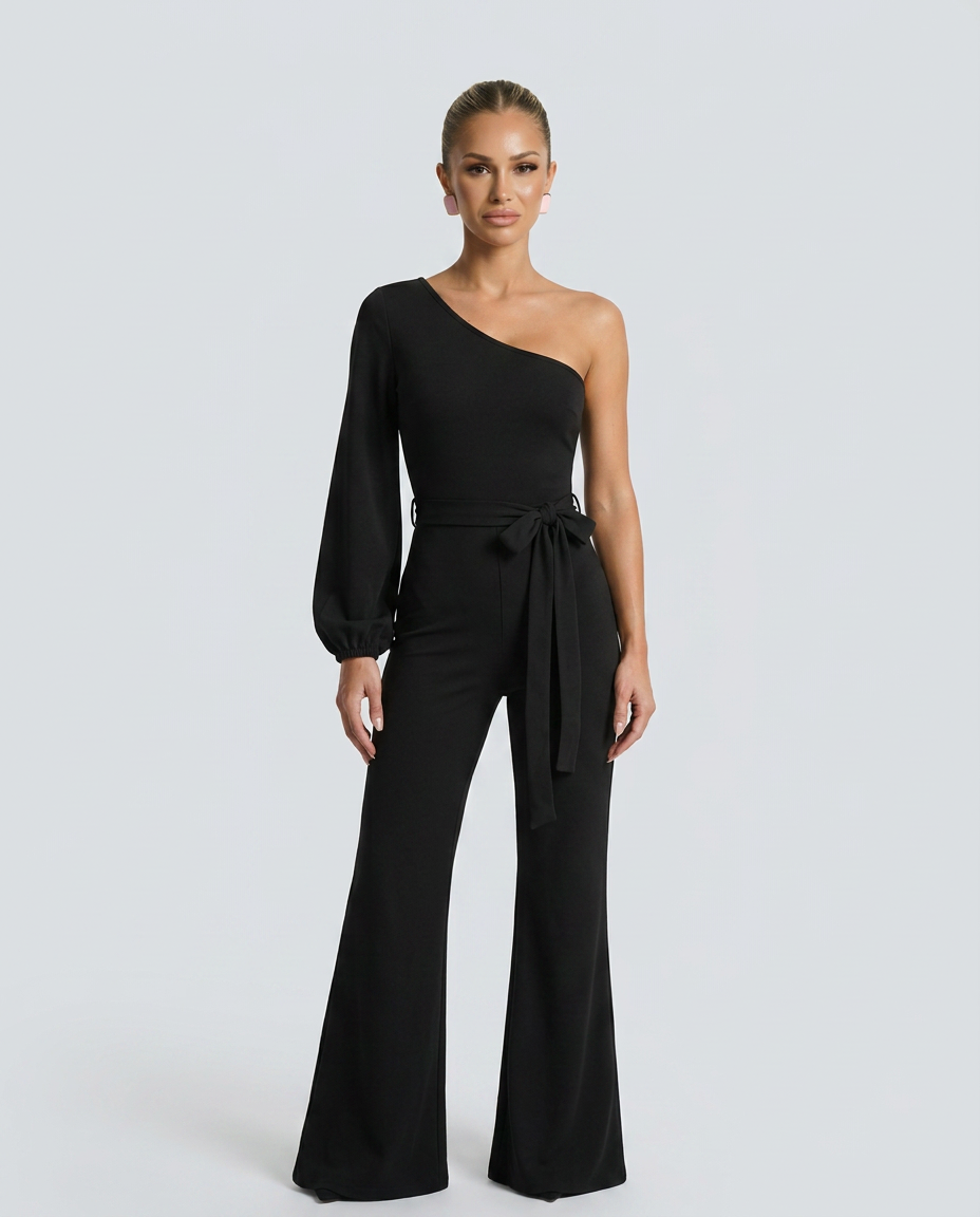 Gail | One-Shoulder Jumpsuit with Tie Waist