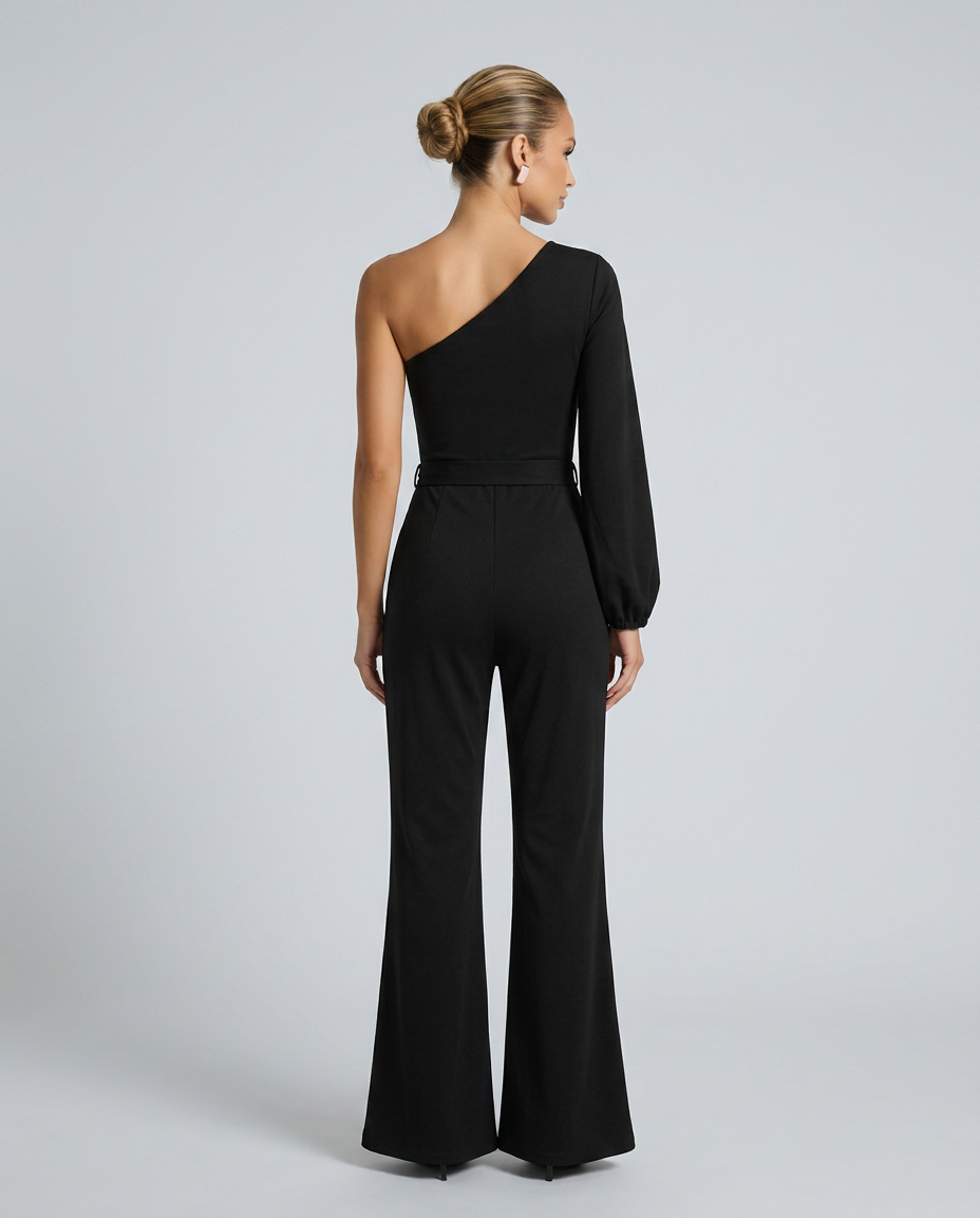Gail | One-Shoulder Jumpsuit with Tie Waist