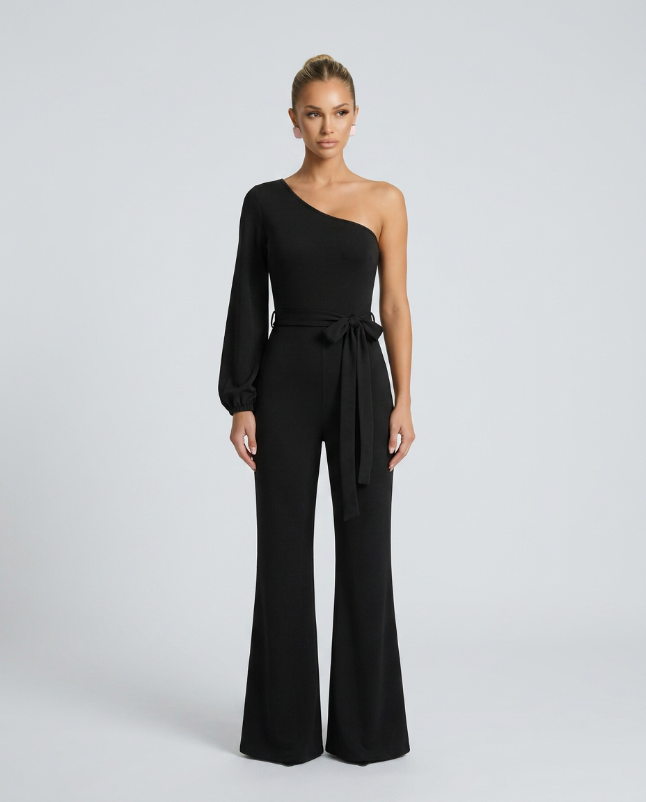 Gail | One-Shoulder Jumpsuit with Tie Waist