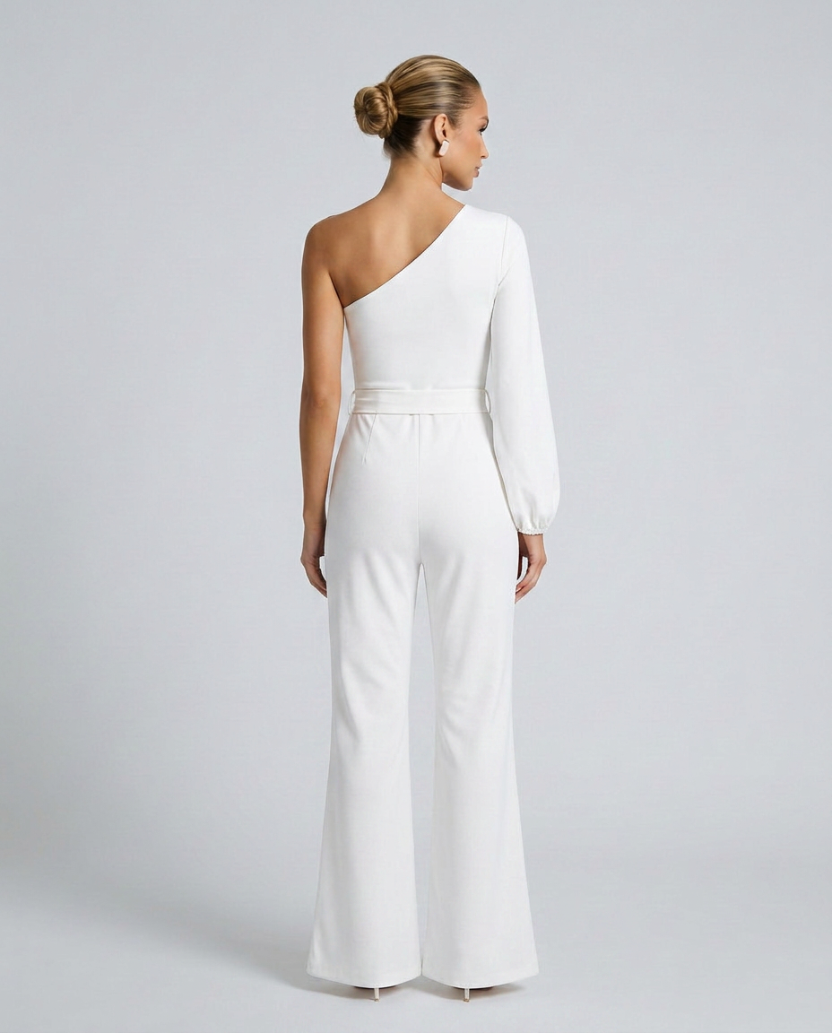 Gail | One-Shoulder Jumpsuit with Tie Waist