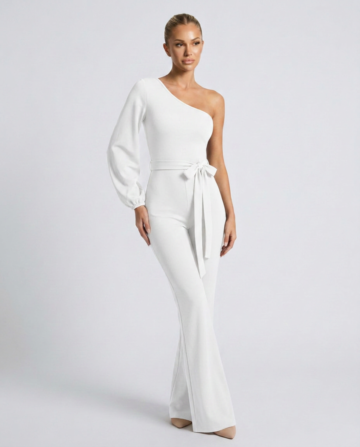 Gail | One-Shoulder Jumpsuit with Tie Waist