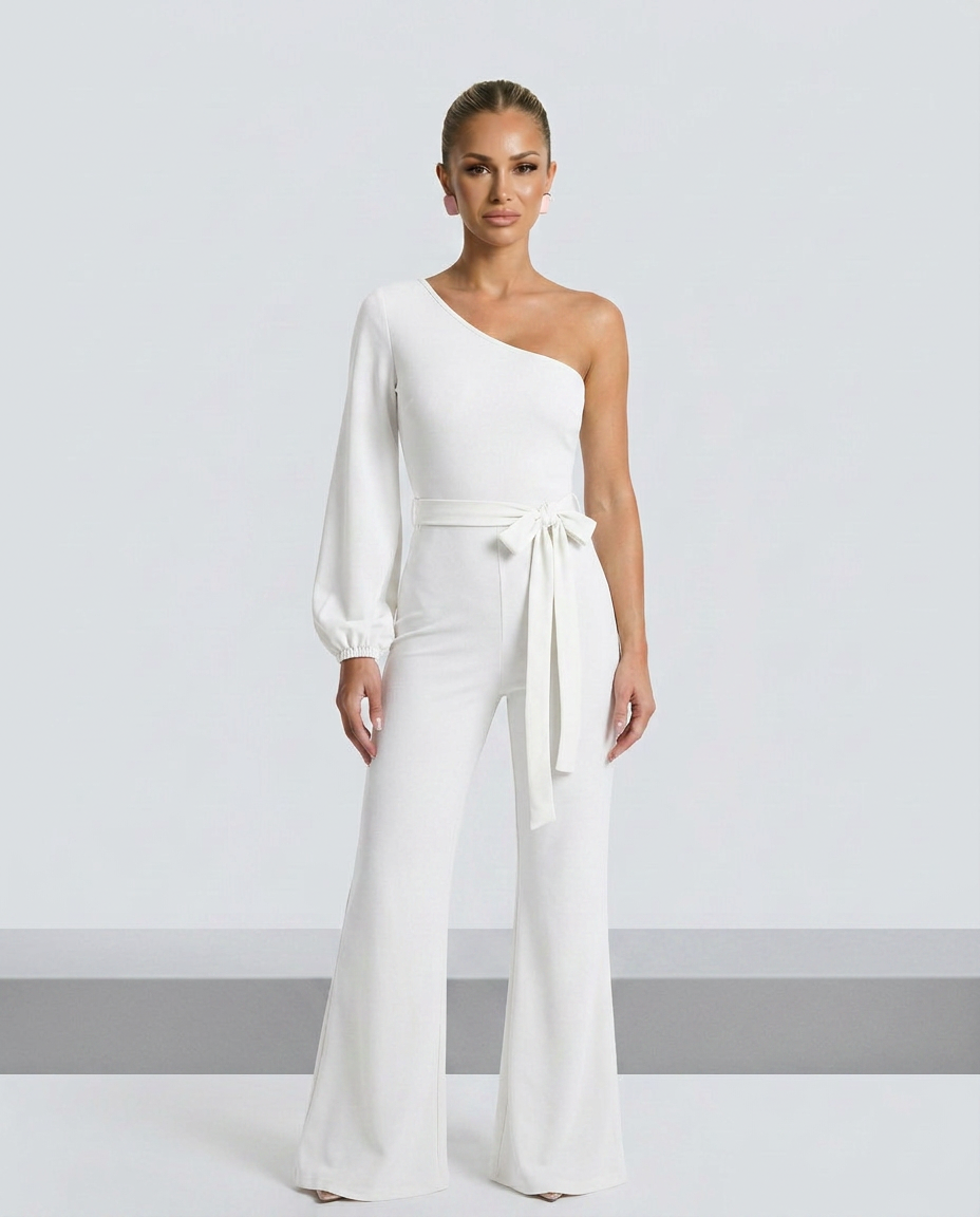 Gail | One-Shoulder Jumpsuit with Tie Waist