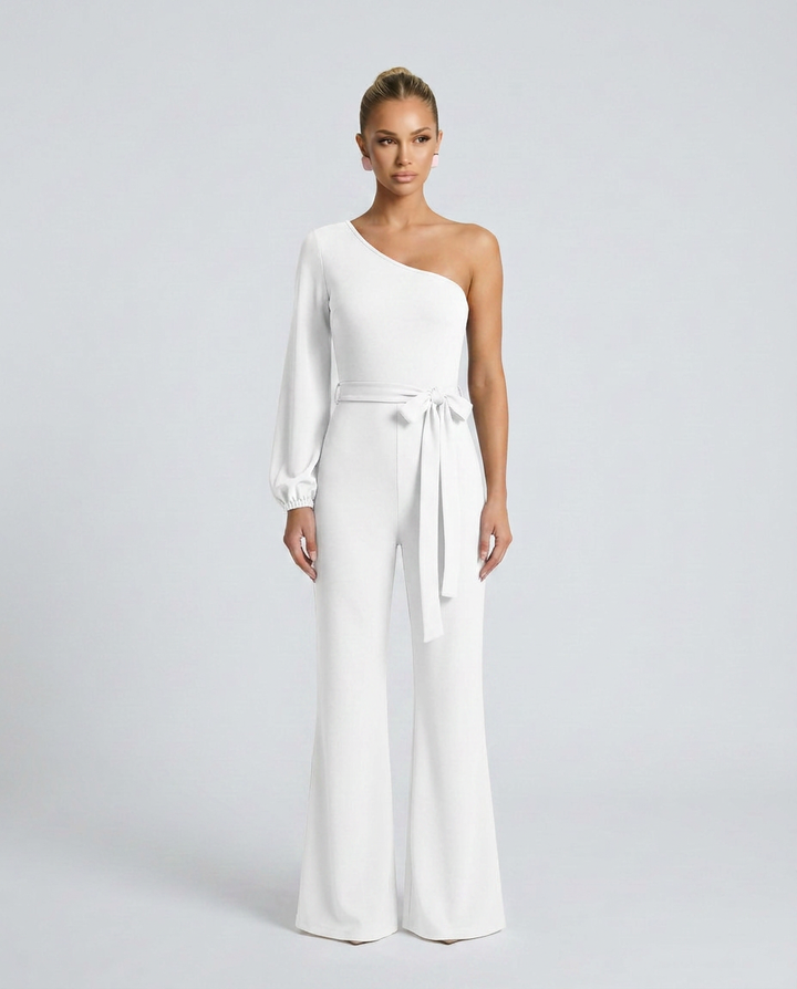 Gail | One-Shoulder Jumpsuit with Tie Waist