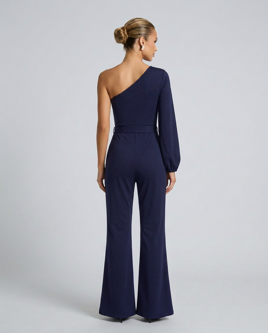 Gail | One-Shoulder Jumpsuit with Tie Waist