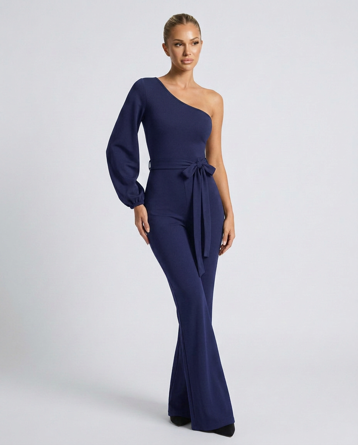 Gail | One-Shoulder Jumpsuit with Tie Waist