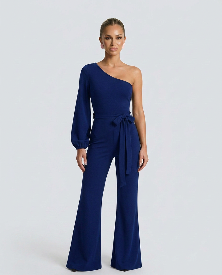 Gail | One-Shoulder Jumpsuit with Tie Waist