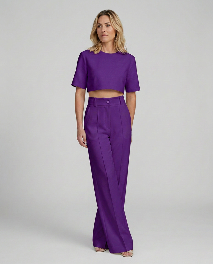Bella | Two-Piece Set with Crop Top and Wide-Leg Trousers
