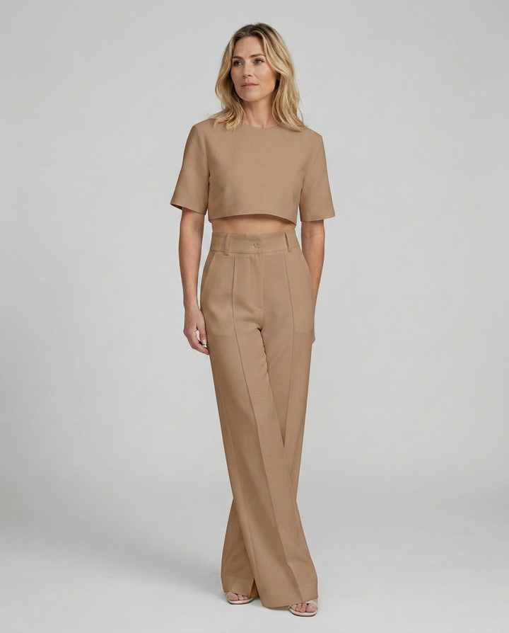 Bella | Two-Piece Set with Crop Top and Wide-Leg Trousers