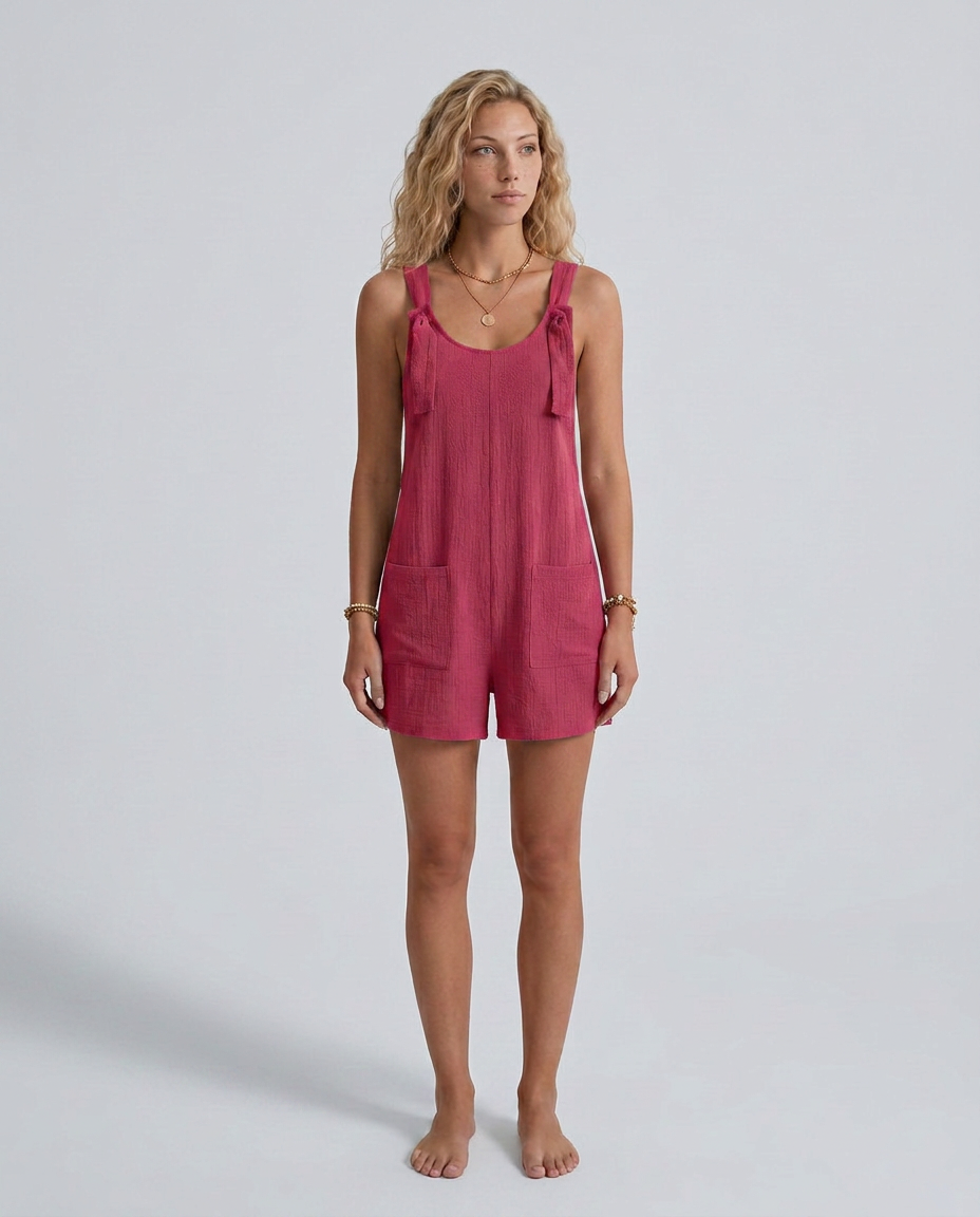 Lidia | Summer Romper with Tie Straps and Pockets
