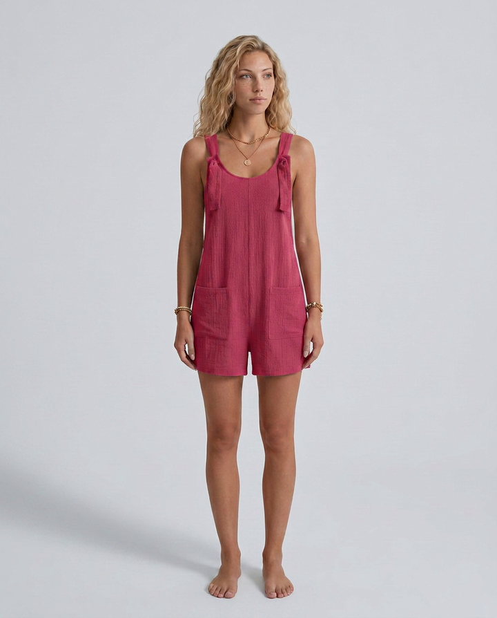 Lidia | Summer Romper with Tie Straps and Pockets