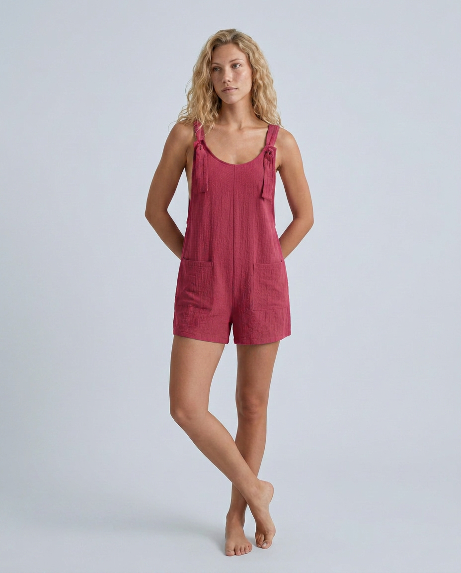 Lidia | Summer Romper with Tie Straps and Pockets