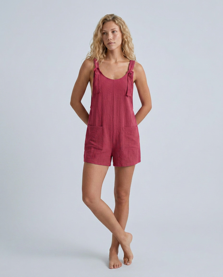 Lidia | Summer Romper with Tie Straps and Pockets