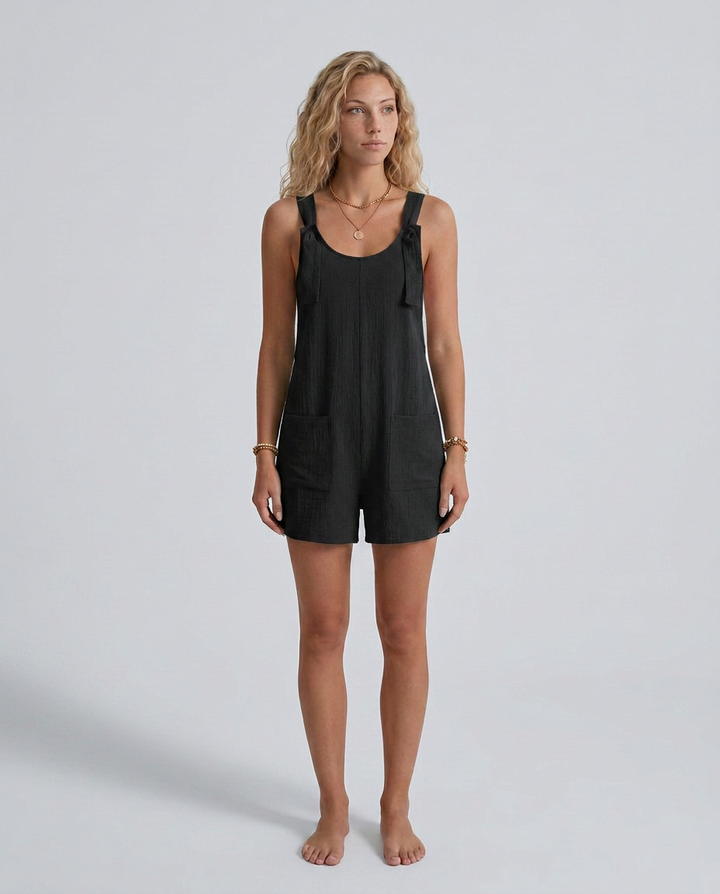 Lidia | Summer Romper with Tie Straps and Pockets
