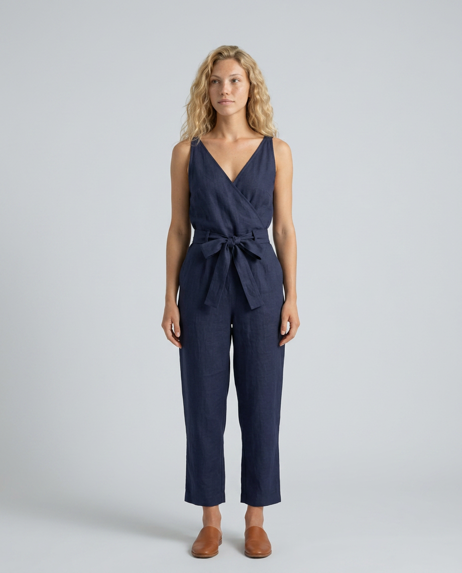Haley | Linen-Blend Jumpsuit with Tie Waist