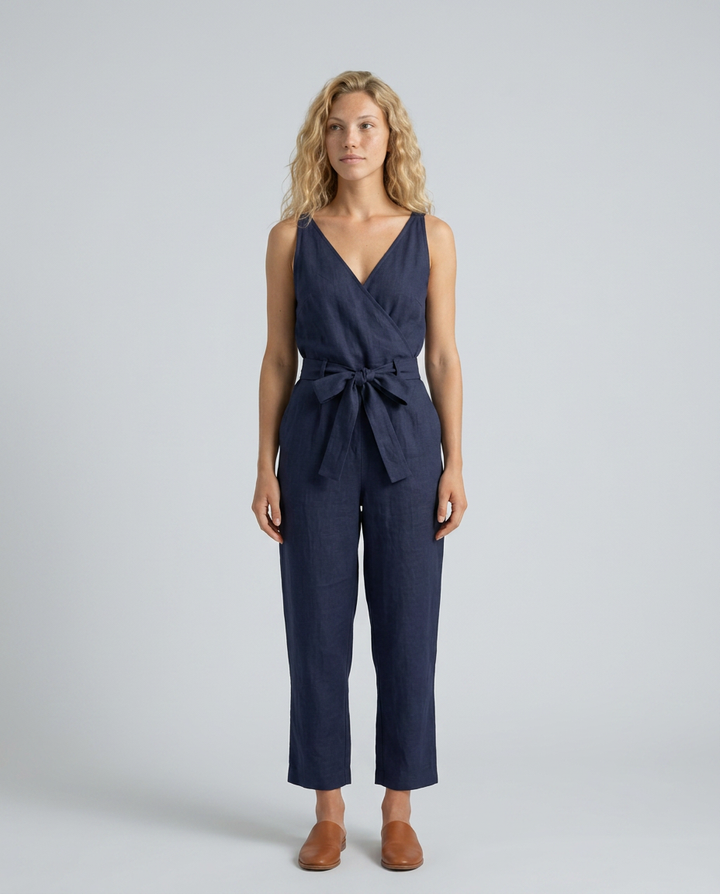 Haley | Linen-Blend Jumpsuit with Tie Waist