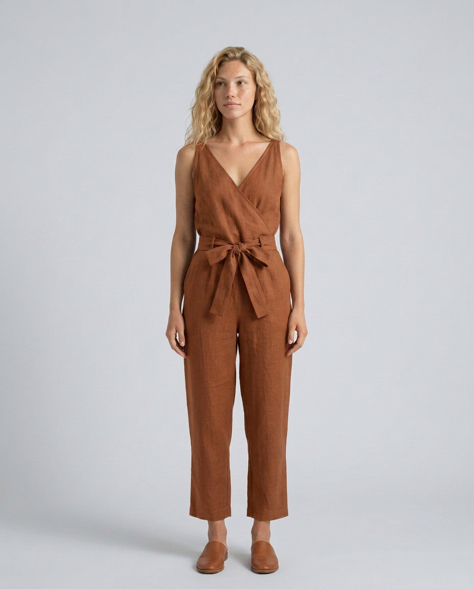 Haley | Linen-Blend Jumpsuit with Tie Waist