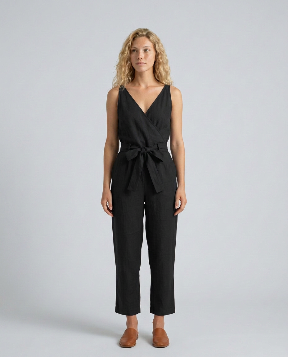 Haley | Linen-Blend Jumpsuit with Tie Waist