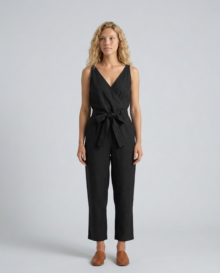 Haley | Linen-Blend Jumpsuit with Tie Waist