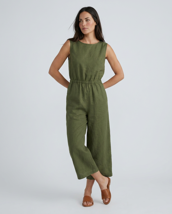 Laura | Linen-Blend Jumpsuit with Wide Legs