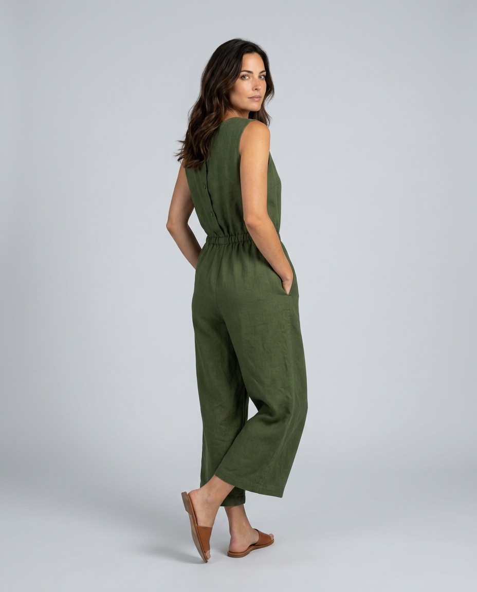 Laura | Linen-Blend Jumpsuit with Wide Legs
