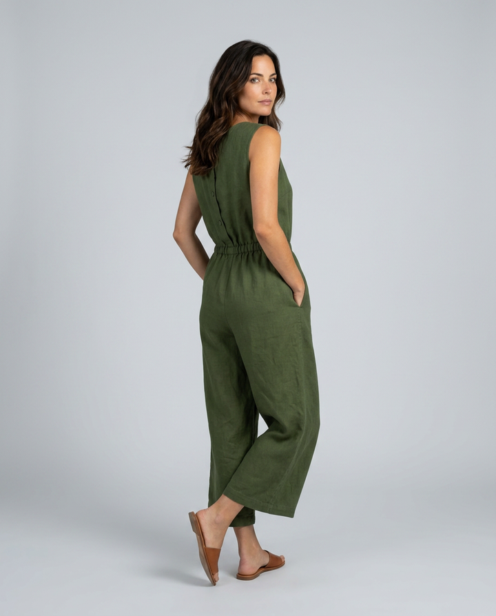 Laura | Linen-Blend Jumpsuit with Wide Legs