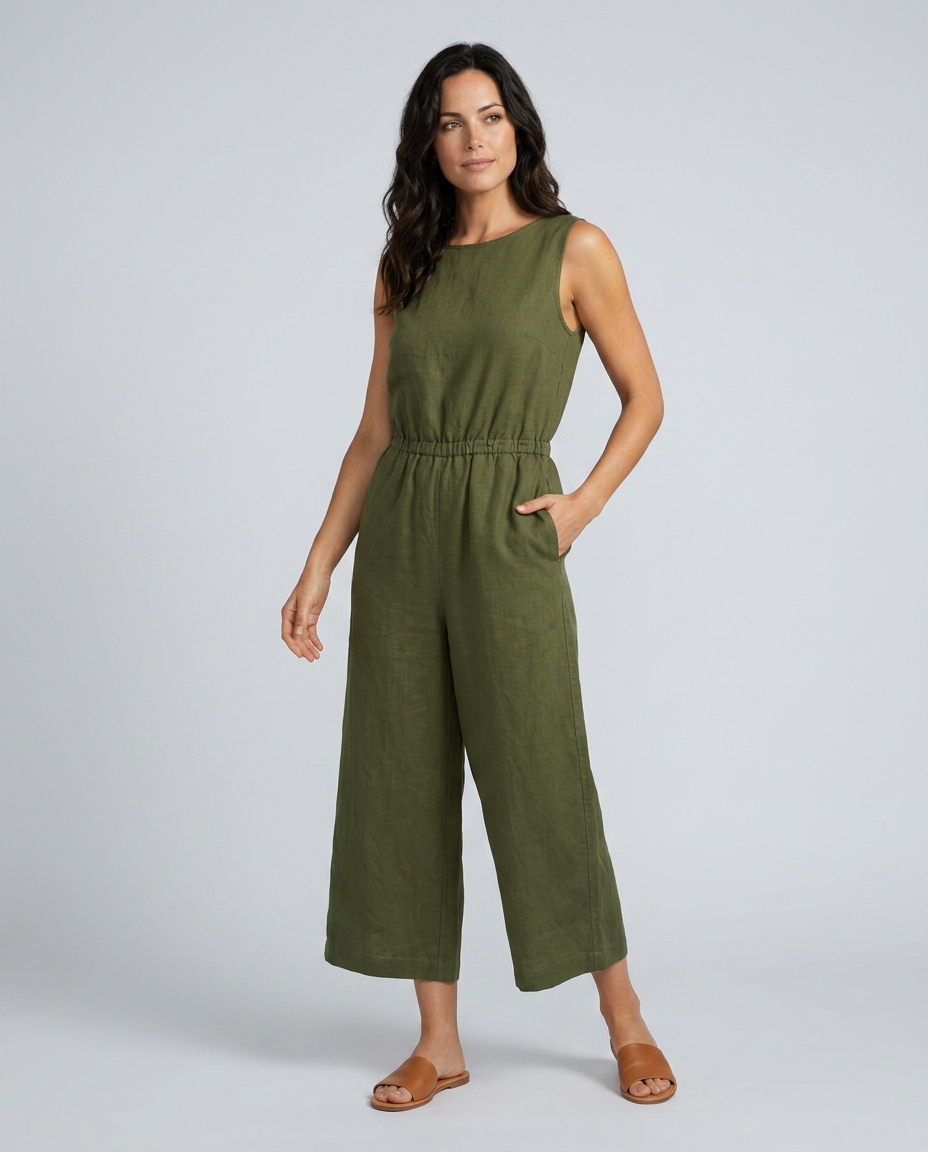 Laura | Linen-Blend Jumpsuit with Wide Legs