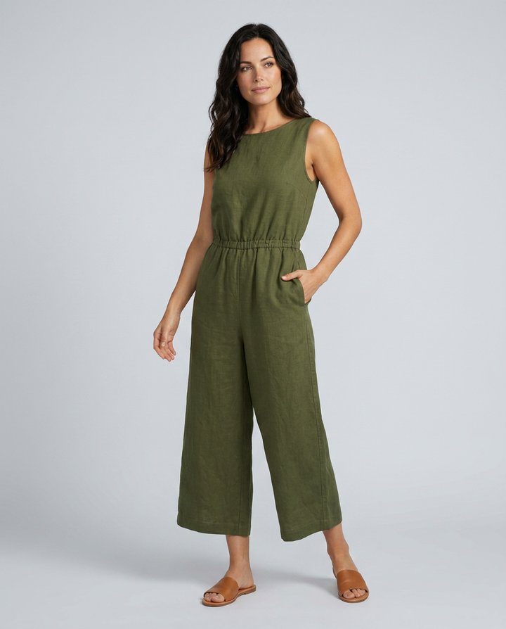 Laura | Linen-Blend Jumpsuit with Wide Legs
