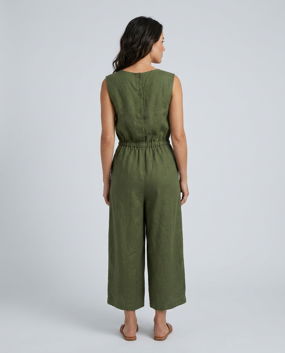 Laura | Linen-Blend Jumpsuit with Wide Legs