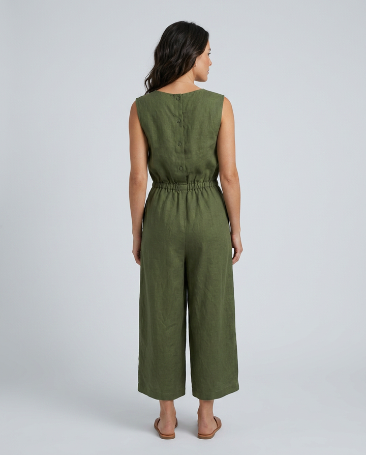 Laura | Linen-Blend Jumpsuit with Wide Legs