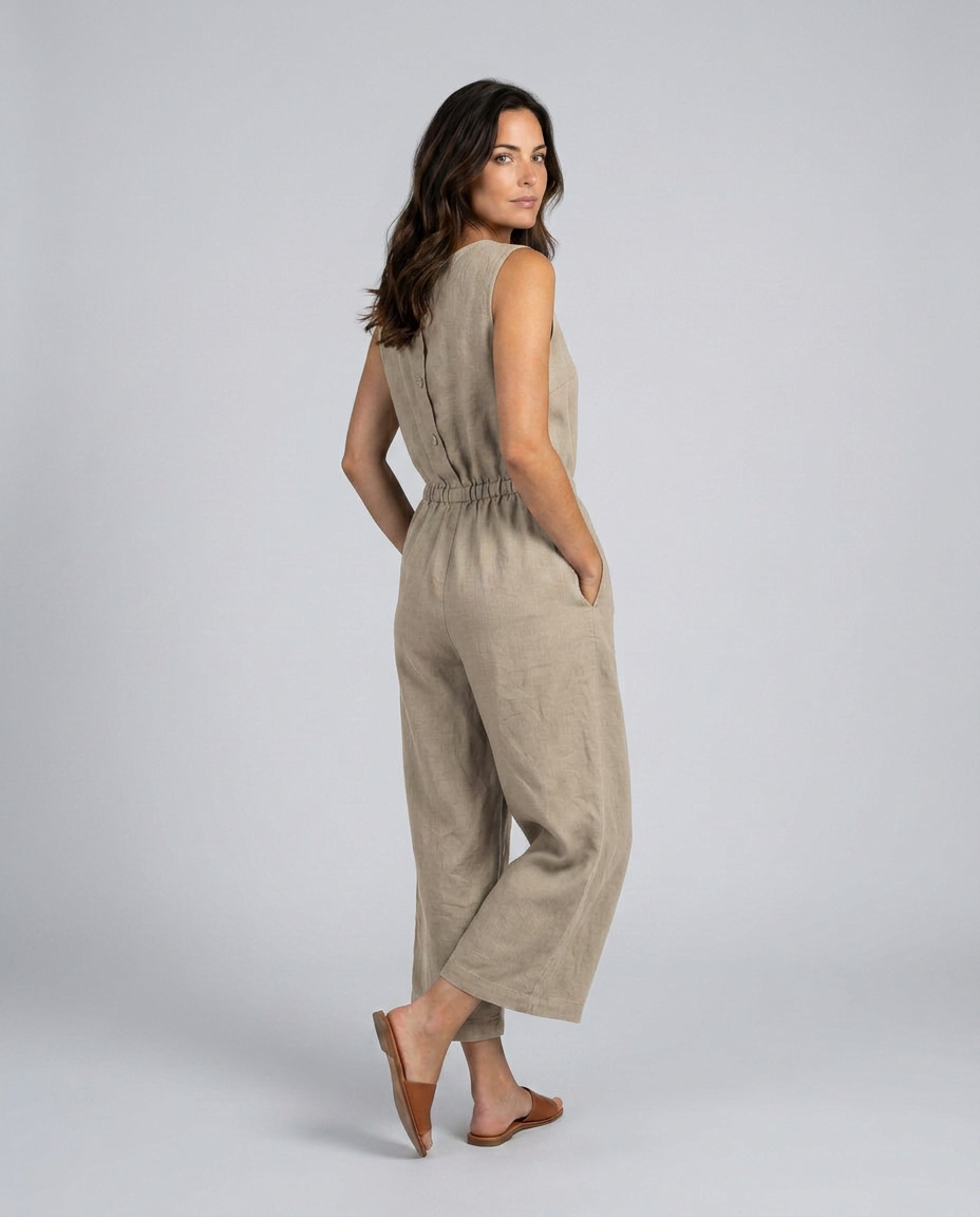 Laura | Linen-Blend Jumpsuit with Wide Legs