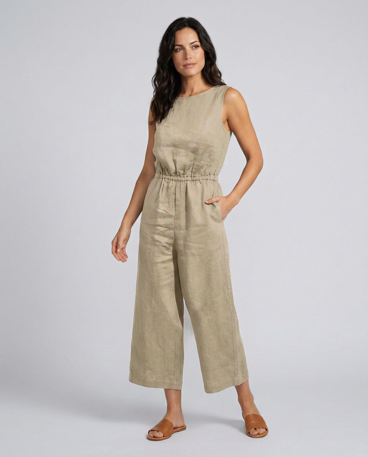 Laura | Linen-Blend Jumpsuit with Wide Legs
