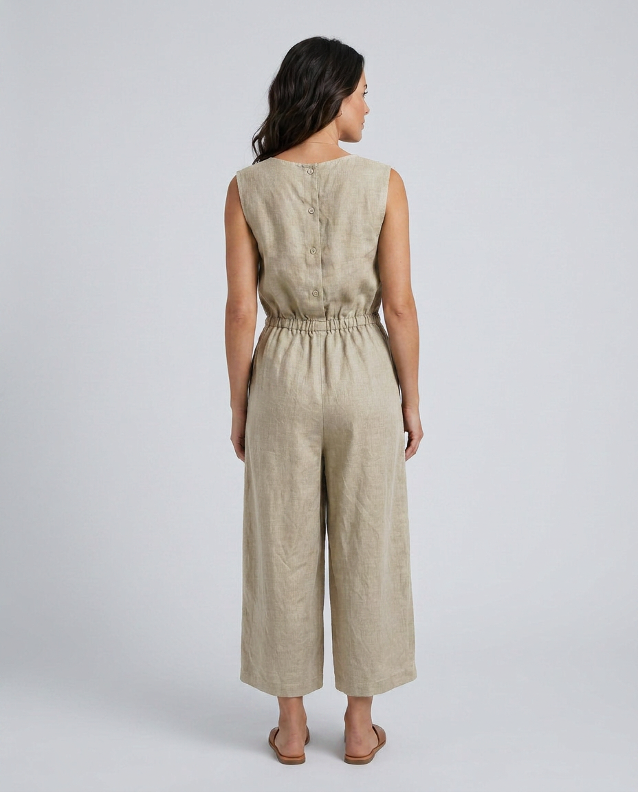 Laura | Linen-Blend Jumpsuit with Wide Legs