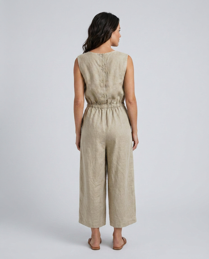 Laura | Linen-Blend Jumpsuit with Wide Legs